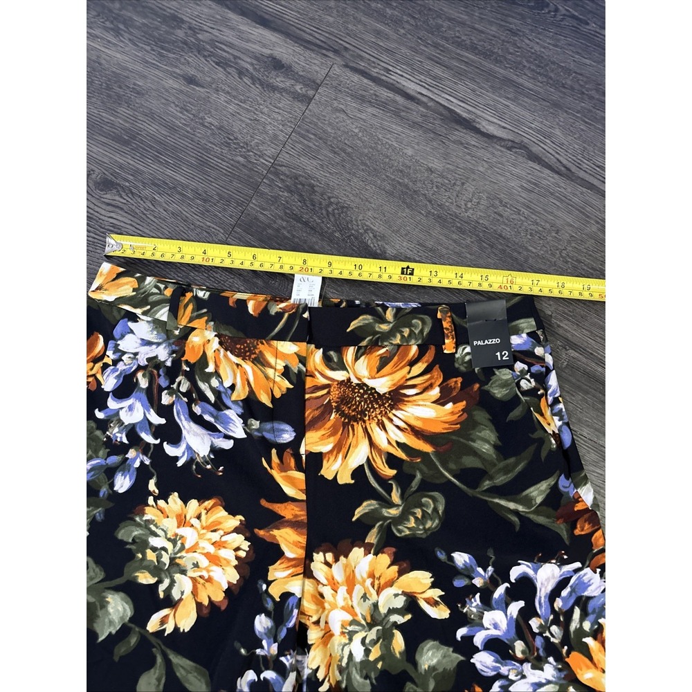 NWT NY&Co Women Size 12 Sunflower Floral Wide Leg Stretch Trousers Boho Summer - Picture 5 of 14